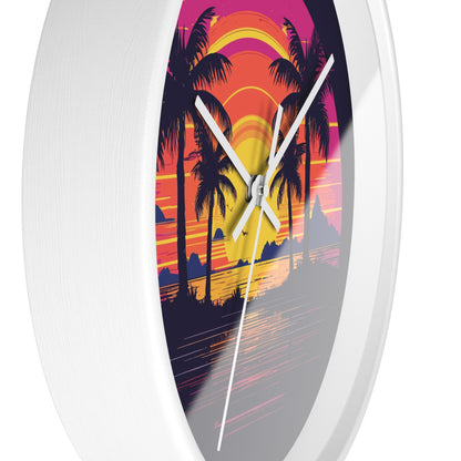 Neon Lagoon Wall Clock