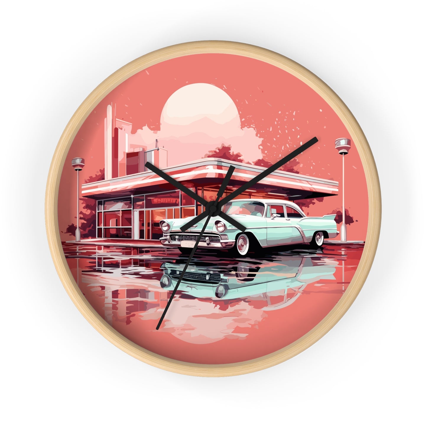 Chrome & Neon Diner Wall Clock