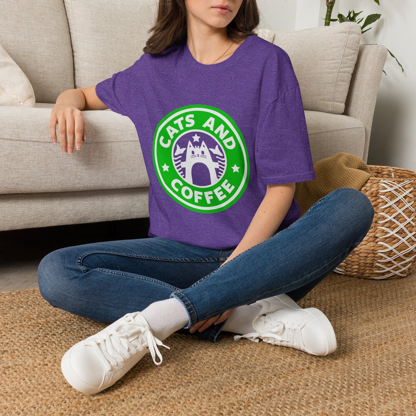 Cats And Coffee Retro Café Tee