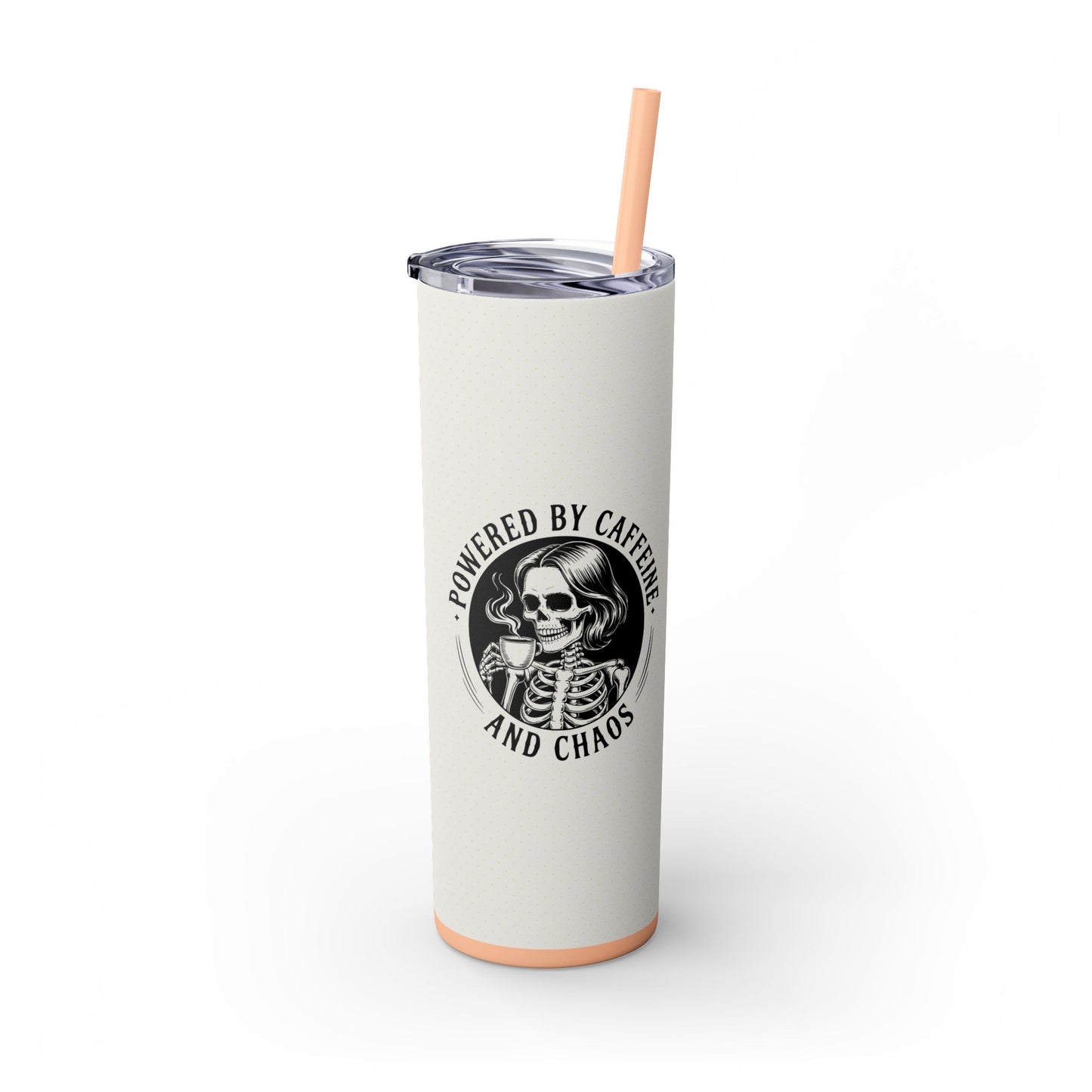 Powered by Caffeine and Chaos 20oz Skinny Tumbler