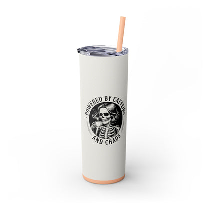 Powered by Caffeine and Chaos 20oz Skinny Tumbler