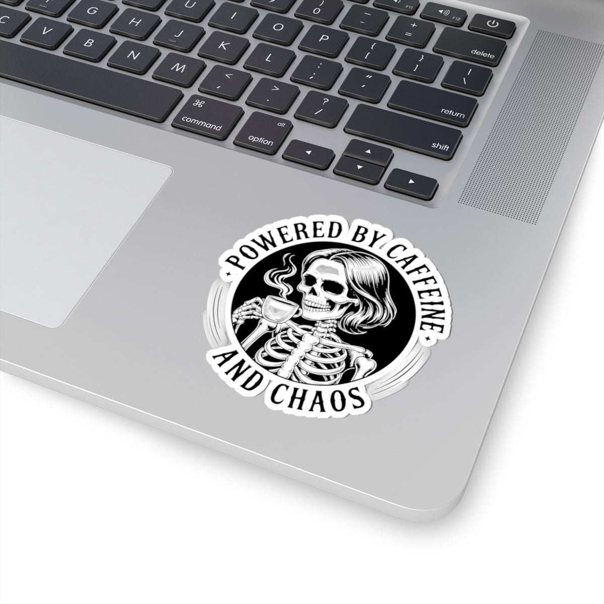 Powered by Caffeine and Chaos Kiss-Cut Sticker