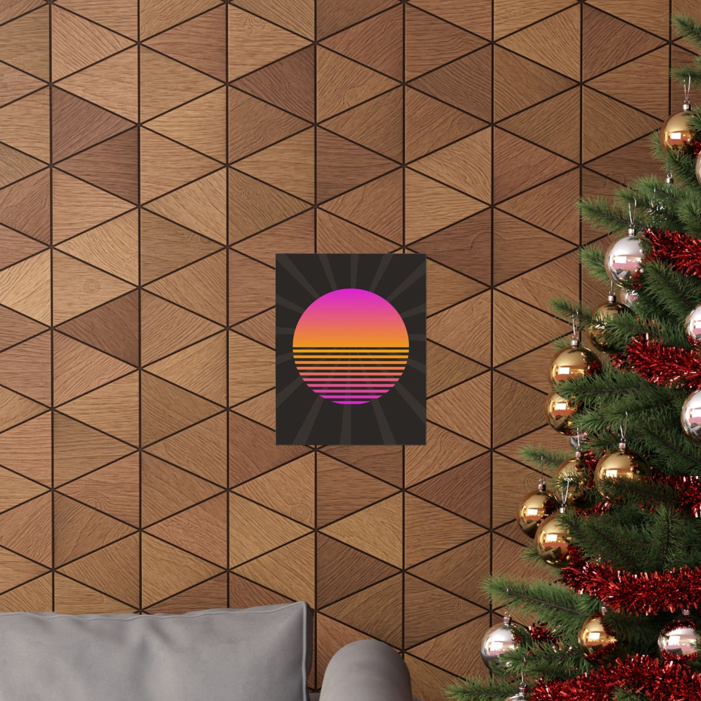 Sunset Grid Retro Poster