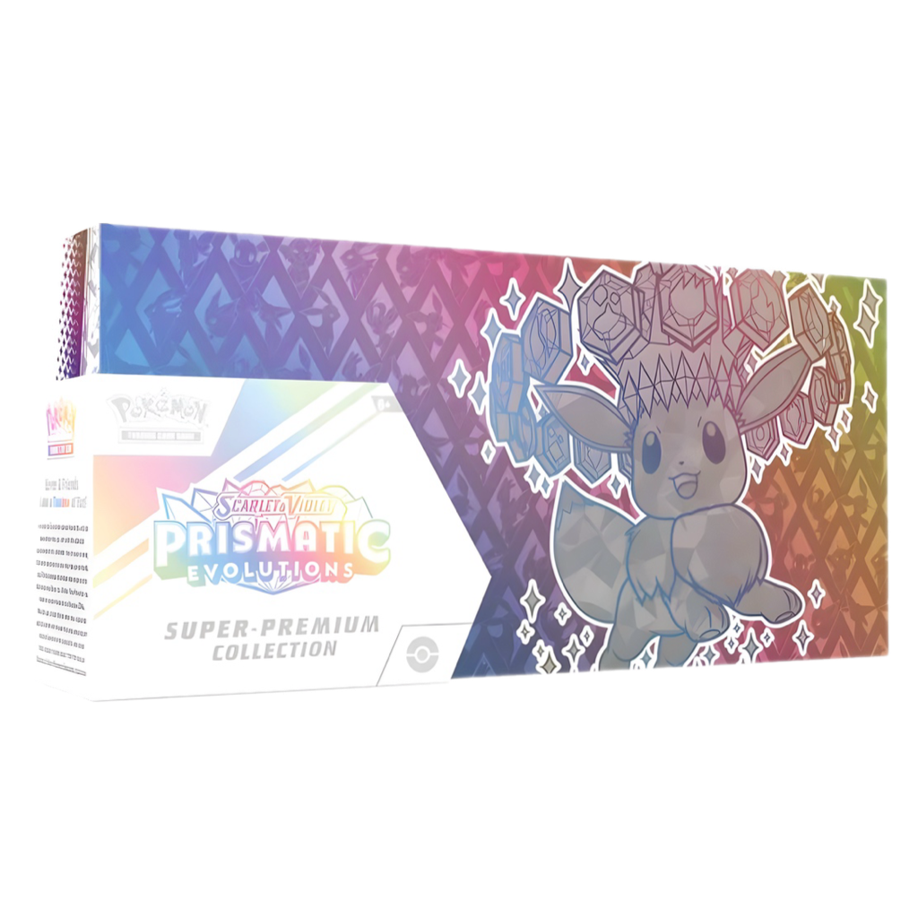 Colorful box with rainbow hues, featuring a cartoon creature with flower-like features and geometric patterns.
