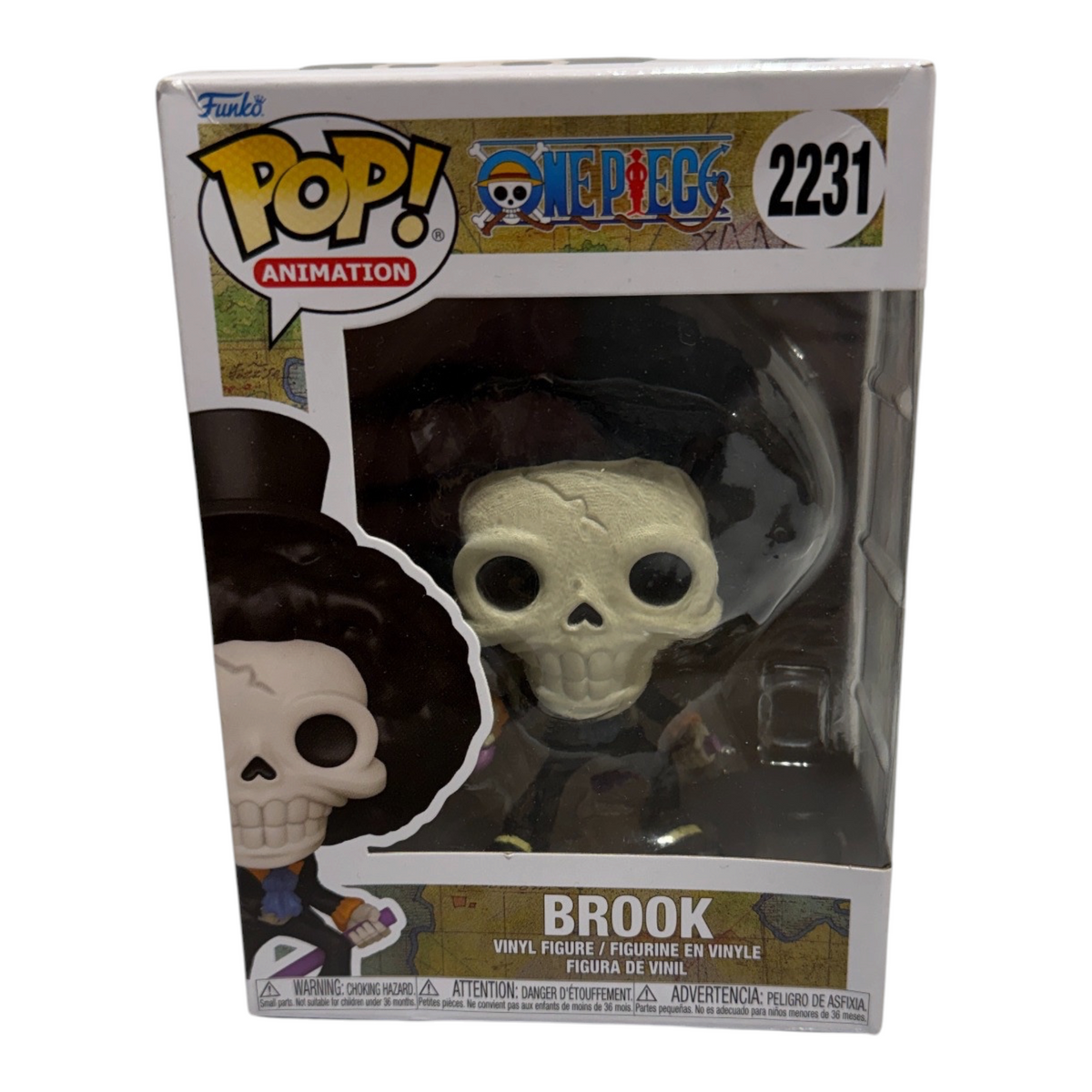 Funko Pop! Animation One Piece Brook with Soul Solid number 2231, front of boxed vinyl figure