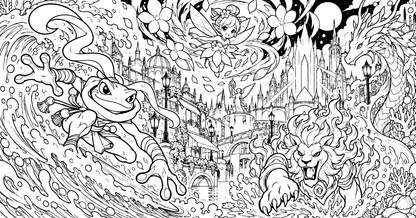 Chaos Rising connected coloring mural preview
