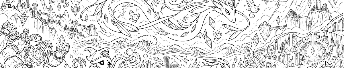 Original connected Delta Reign inspired coloring mural for 9-pocket card binders