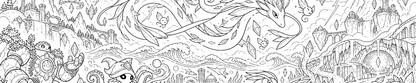 Original connected Delta Reign inspired coloring mural for 9-pocket card binders