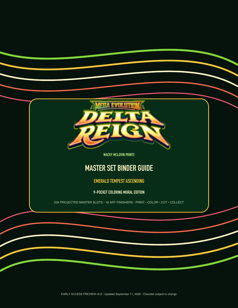 Delta Reign master set binder guide printable 9-pocket edition cover