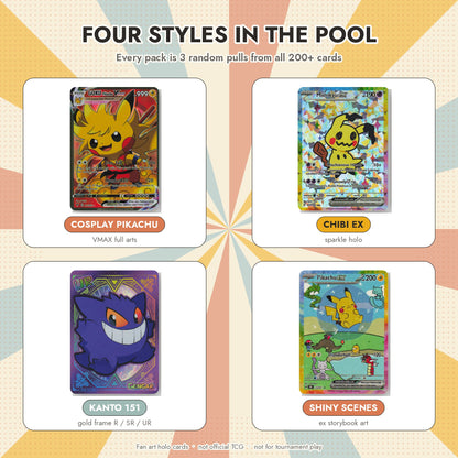 Four art styles in the mystery pack pool