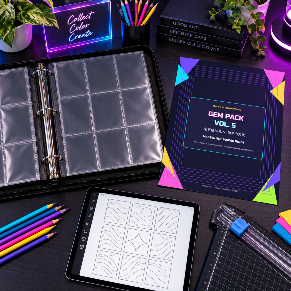 Gem Pack Vol. 5 Simplified Chinese printable binder guide premium collector desk mockup