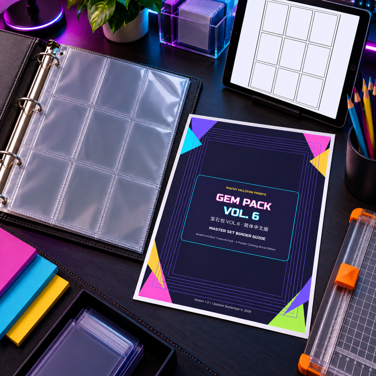 Gem Pack Vol. 6 Simplified Chinese printable binder guide premium collector desk mockup
