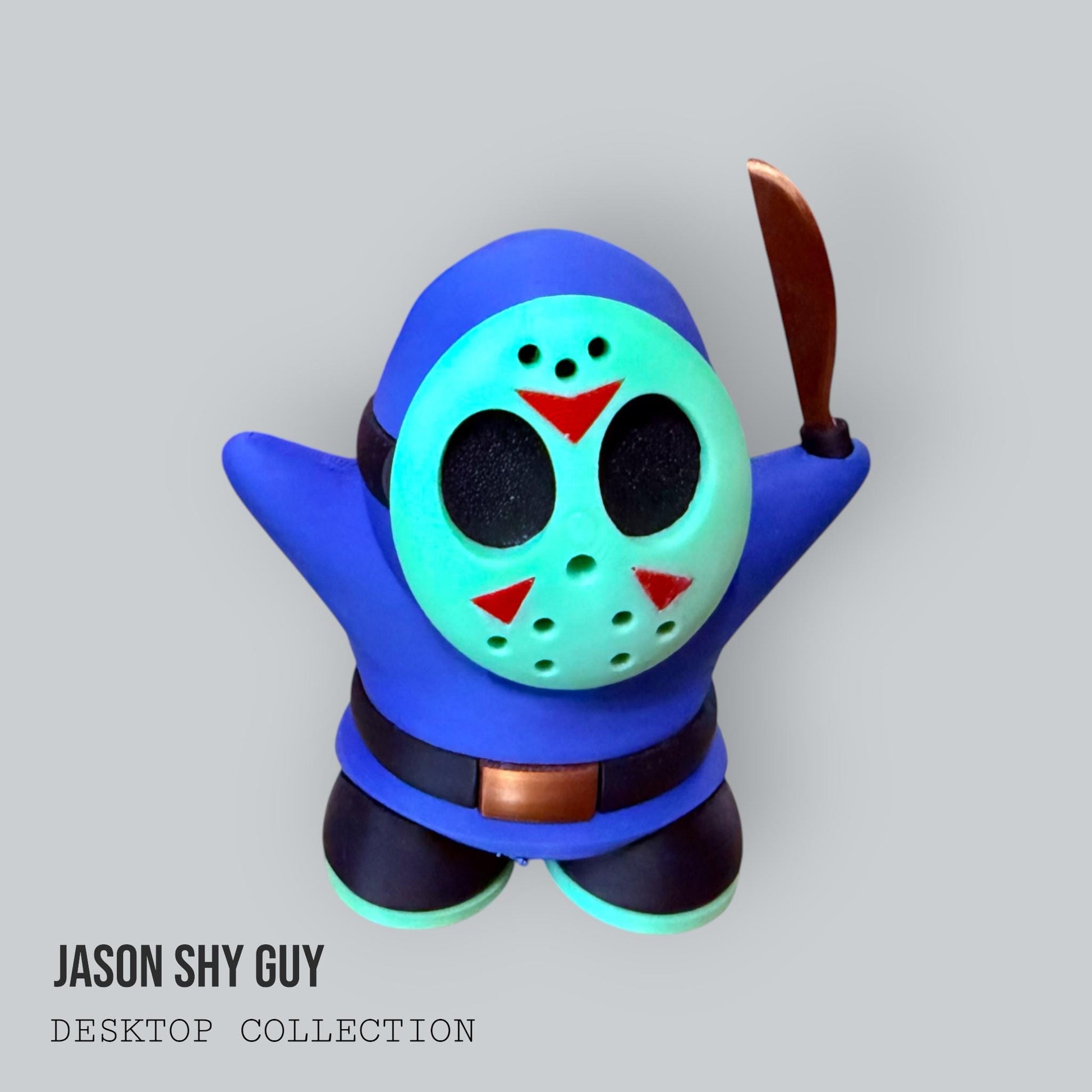 Shy Guy Jason Themed Collectible Figurine, Handmade Gaming Desk Decor, Retro Pixel Art Present