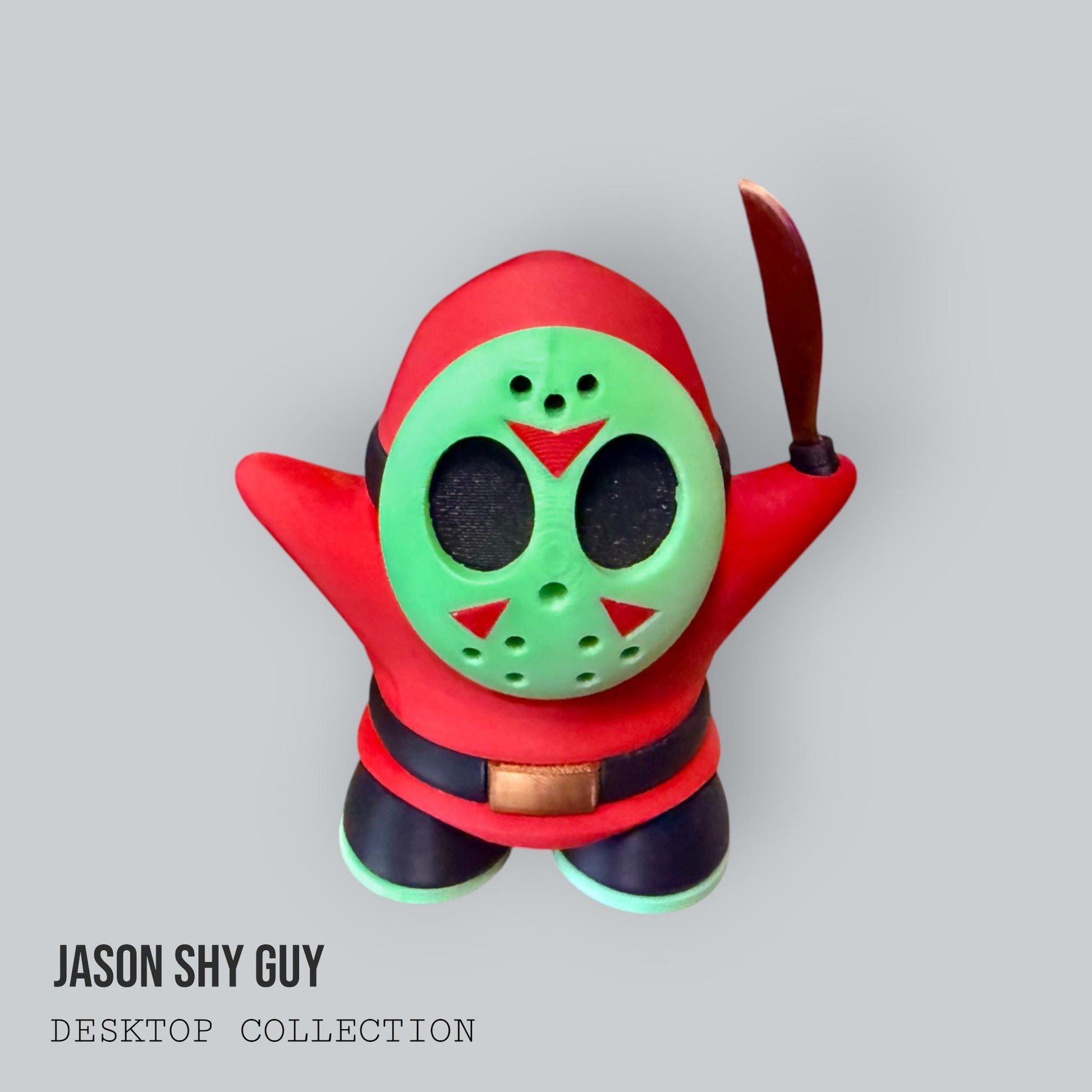 Shy Guy Jason Themed Collectible Figurine, Handmade Gaming Desk Decor, Retro Pixel Art Present