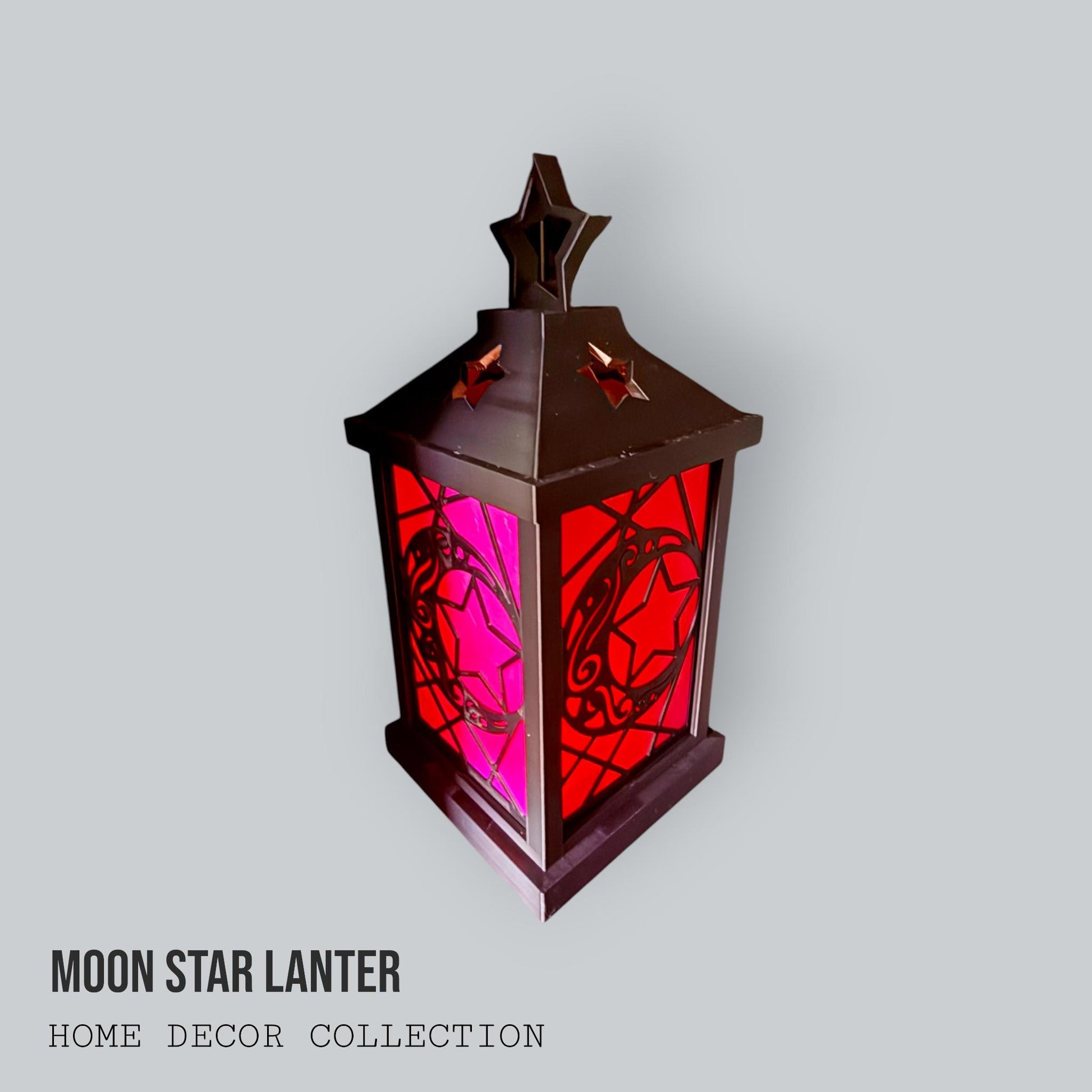 Moon Star Lantern – Celestial Scene Lantern for Home Decor, Night Sky Glow, Star & Moon Cutout LED Lantern