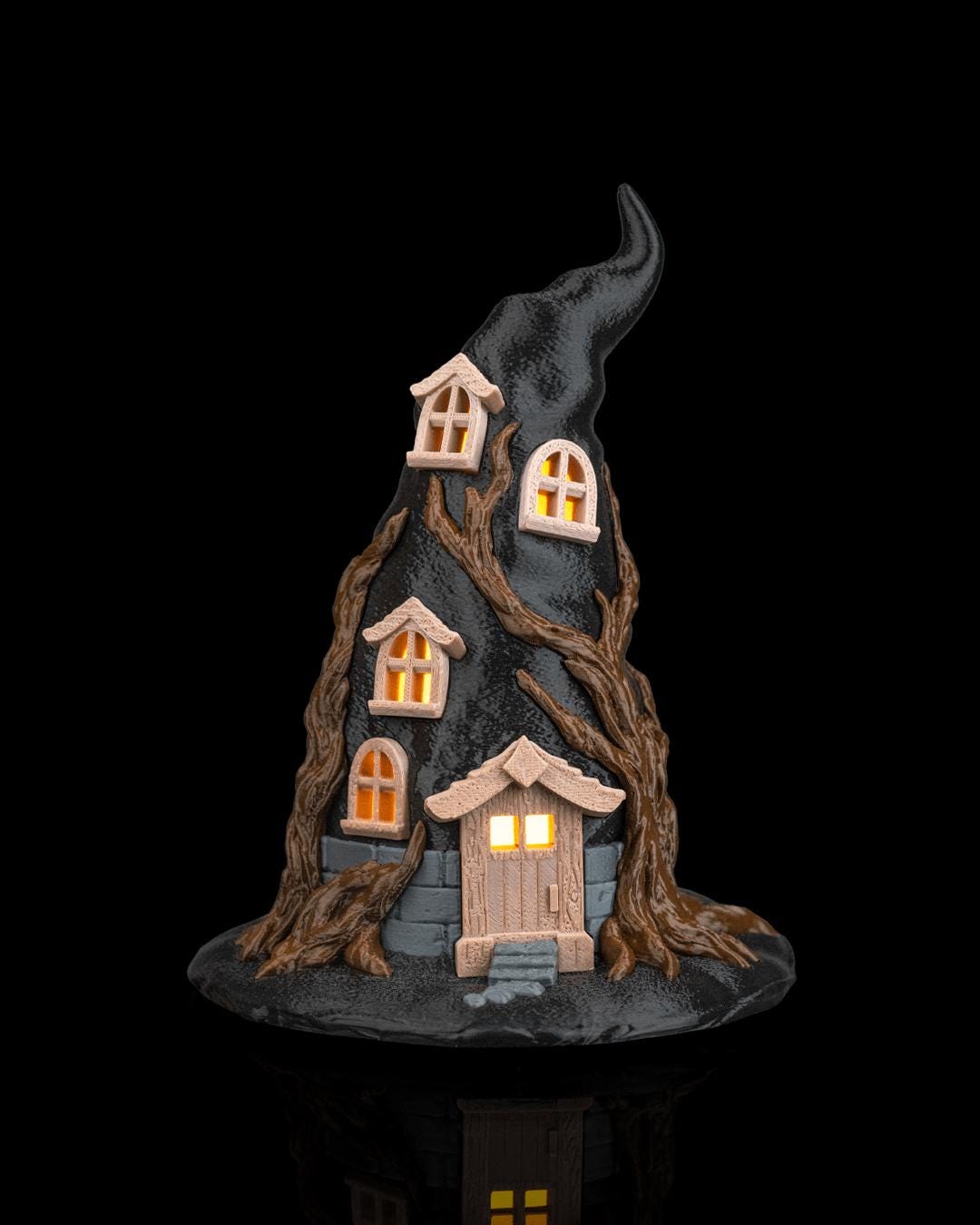 Witchstead Haunted Hat House Lamp: Spooky Halloween Table Decor