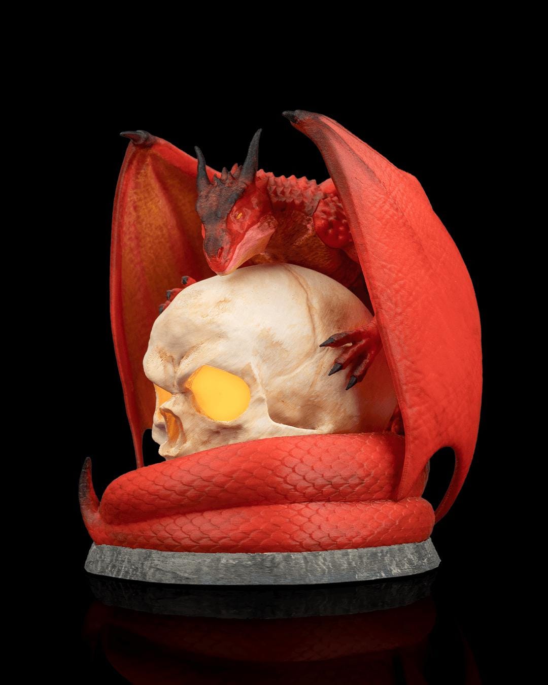 Necrodragon Skull Lamp: Gothic Dragon Table Light