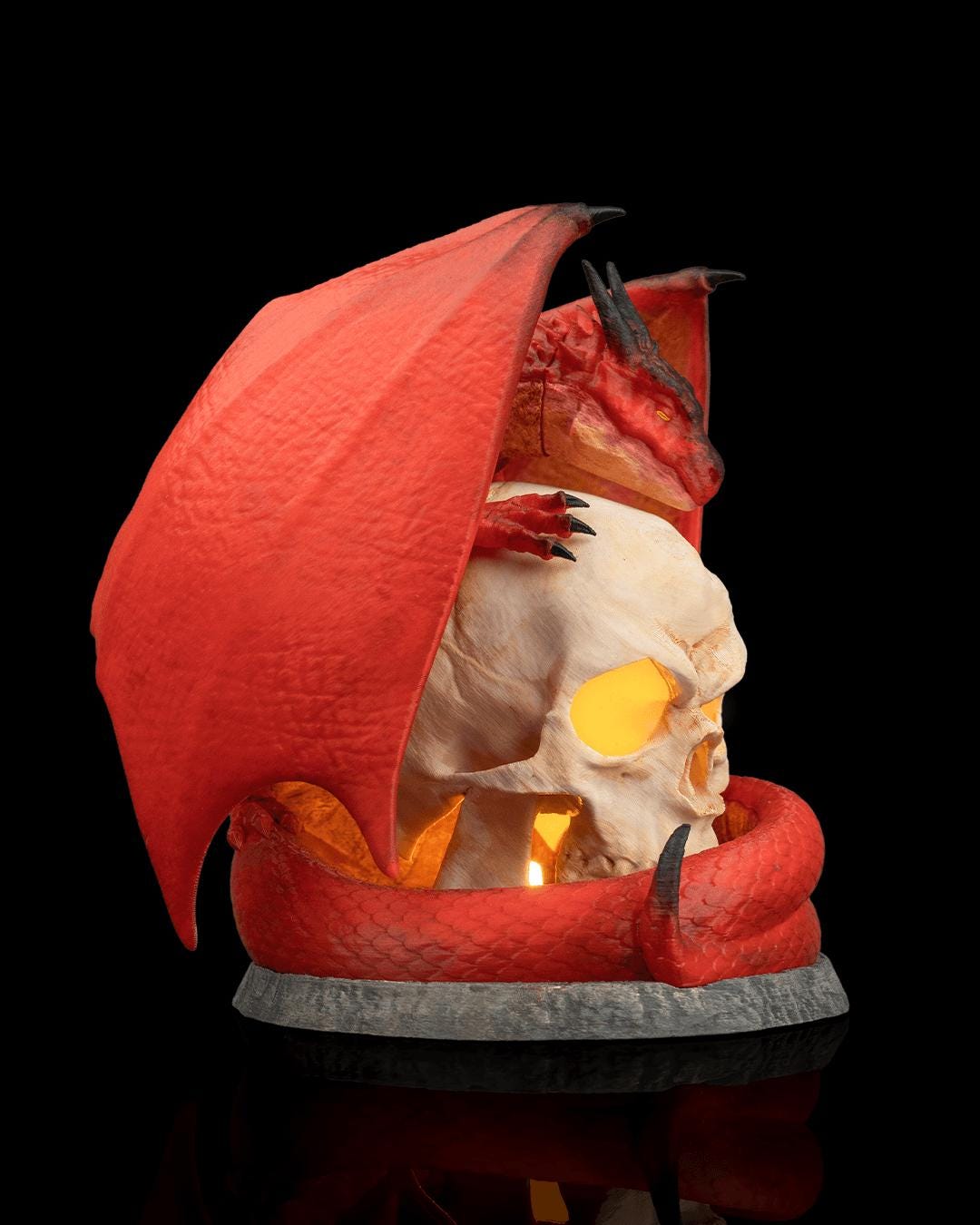 Necrodragon Skull Lamp: Gothic Dragon Table Light