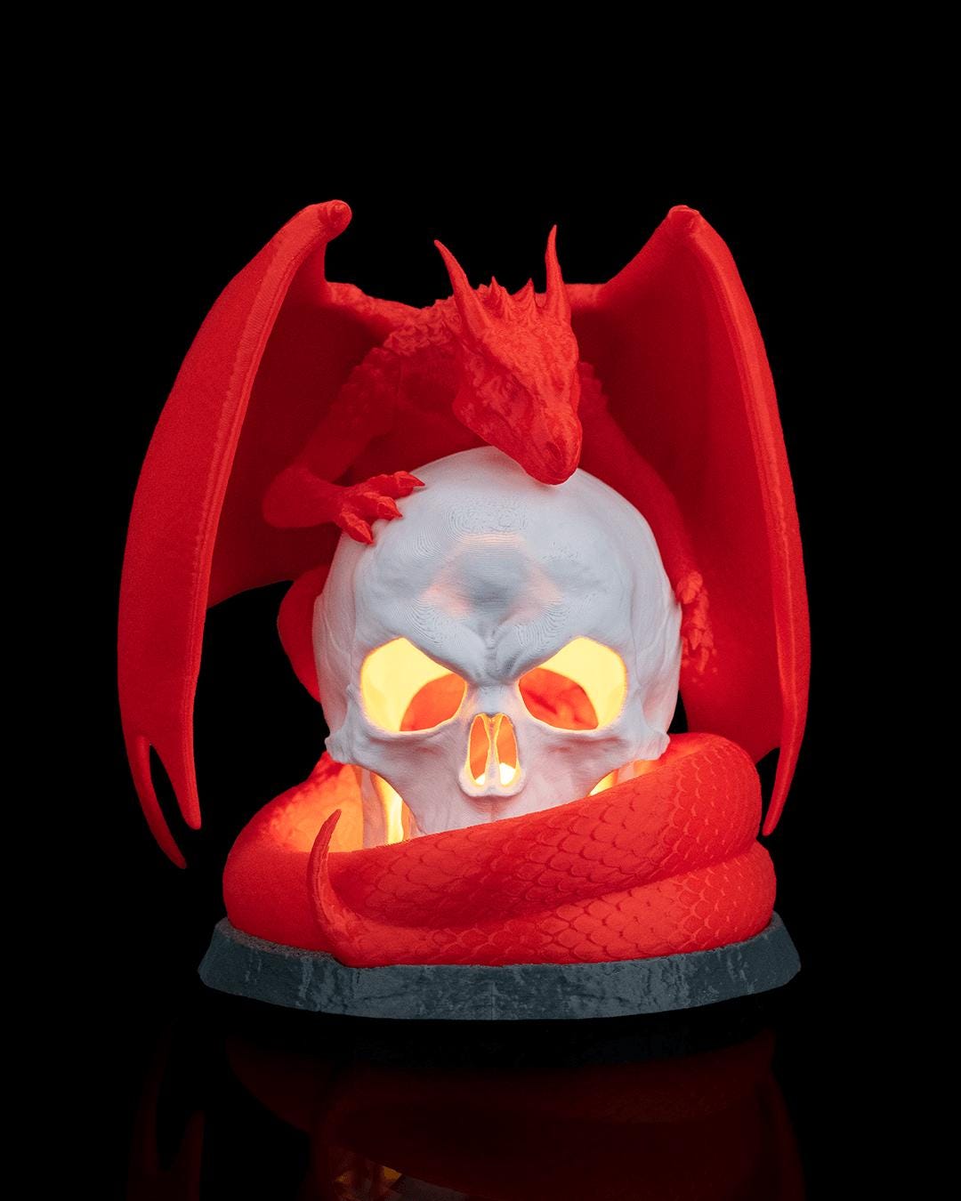 Necrodragon Skull Lamp: Gothic Dragon Table Light