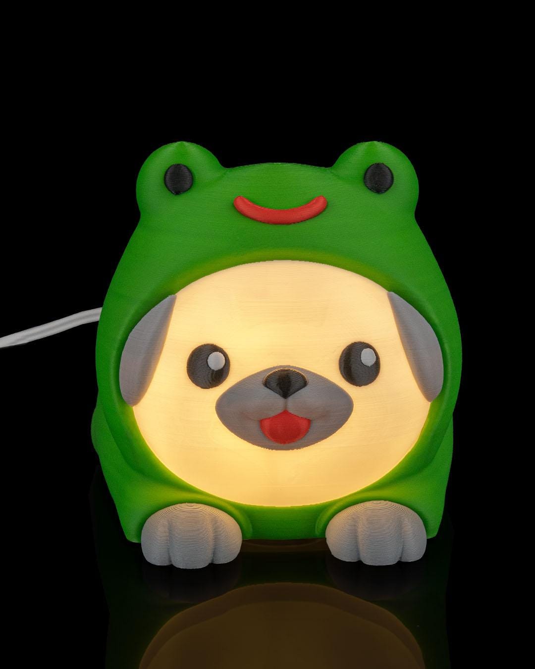 Frog Hoodie Puppy Night Light: Kawaii Gamer Room Decor