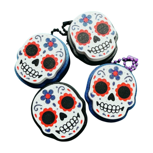 Sugar Skull Clicker Fidget | Día de Muertos Inspired Stress Relief Toy with Keychain Option