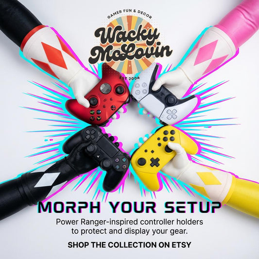 Power Ranger Controller & Headphone Holder (Pink, Red, Yellow, Black) | PS5, PS4, Xbox Desk Decor | Nostalgic Gaming Accessory