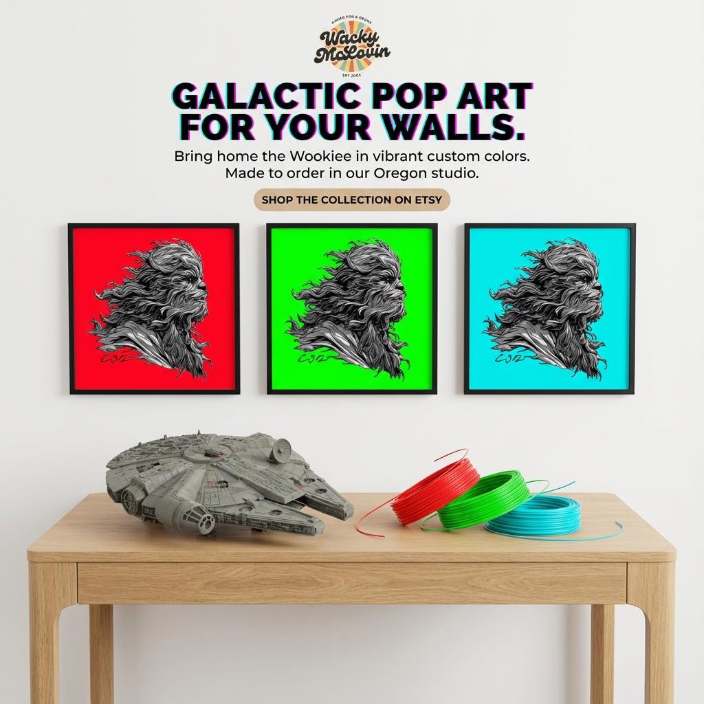 Chewbacca Pop Art Print | Star Wars Fan Framed Art