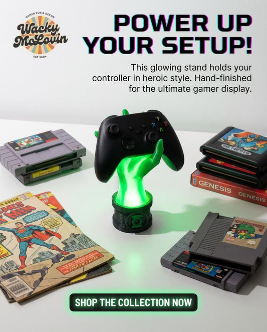 Green Lantern Inspired Light-Up Controller Stand | LED Gamer Desk Display