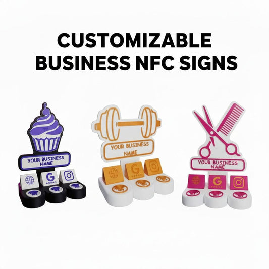 Custom NFC Review Stand | Google, TikTok, Facebook & Website | Tap to Review Sign | Small Business Marketing Display