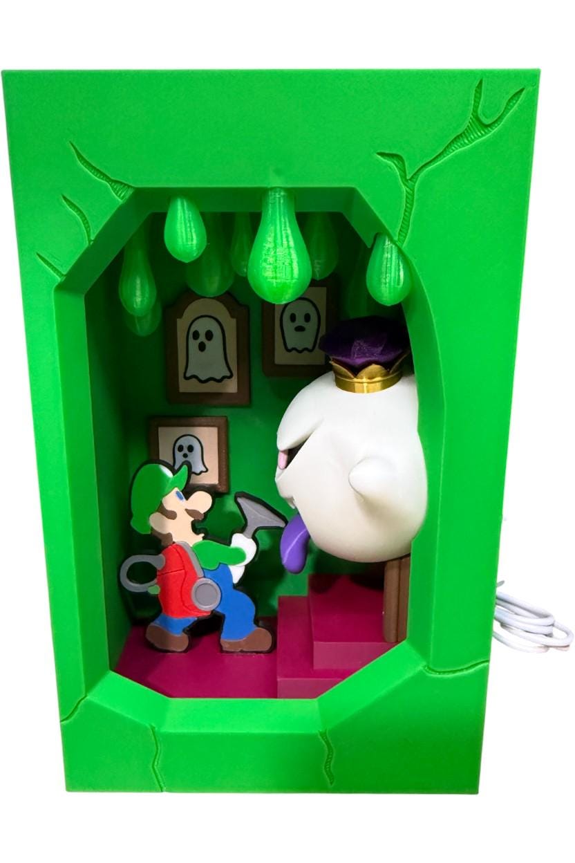 Broken Brick LED Display | 3D Printed Gaming Diorama Light | Retro Game Wall or Desk Decor Light Box