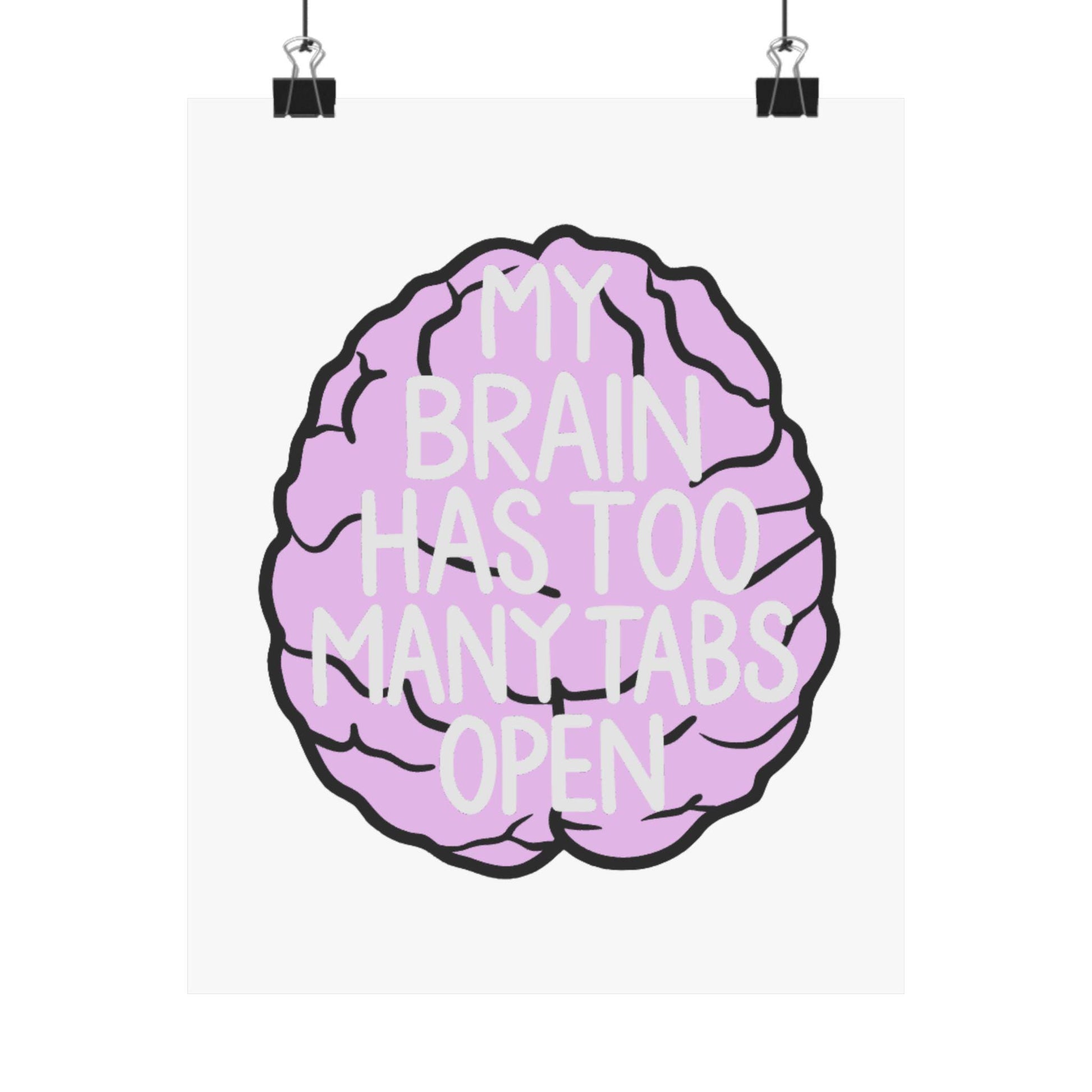 My Brain Has Too Many Tabs Open Poster | Matte Vertical Poster