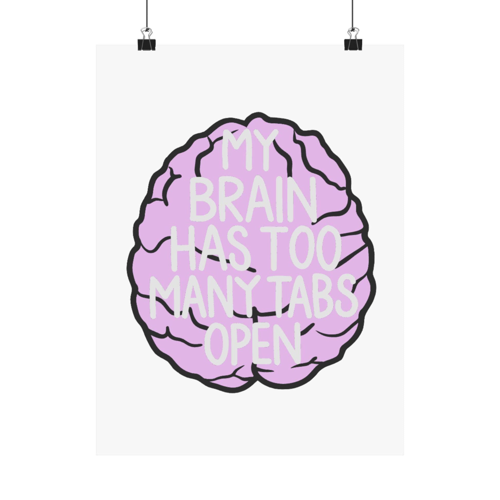My Brain Has Too Many Tabs Open Poster | Matte Vertical Poster