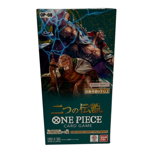 Actual sealed Japanese ONE PIECE Card Game OP-08 Two Legends 24-pack booster box, front packaging