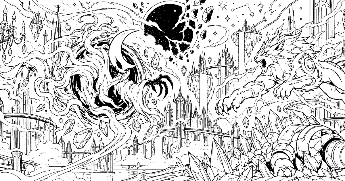 Pitch Black connected coloring mural preview