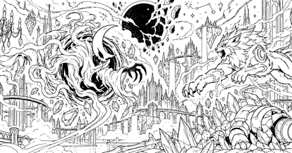 Pitch Black connected coloring mural preview