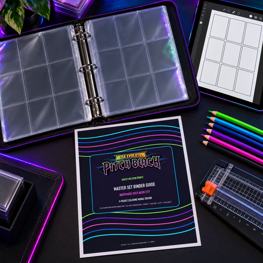 Pitch Black printable binder guide premium collector desk mockup