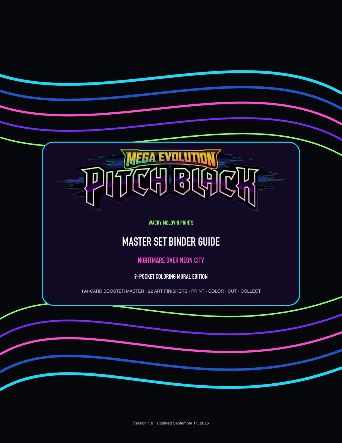Pitch Black printable master set binder guide 9-pocket and 12-pocket bundle