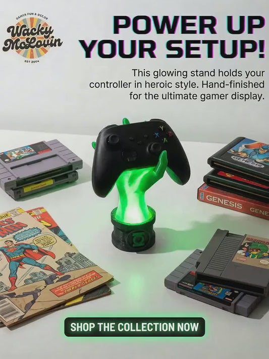 Green Lantern Inspired Light-Up Controller Stand | LED Gamer Desk Display