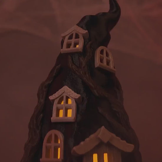 Witchstead Haunted Hat House Lamp: Spooky Halloween Table Decor