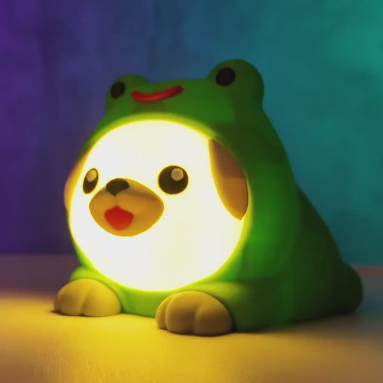 Frog Hoodie Puppy Night Light: Kawaii Gamer Room Decor