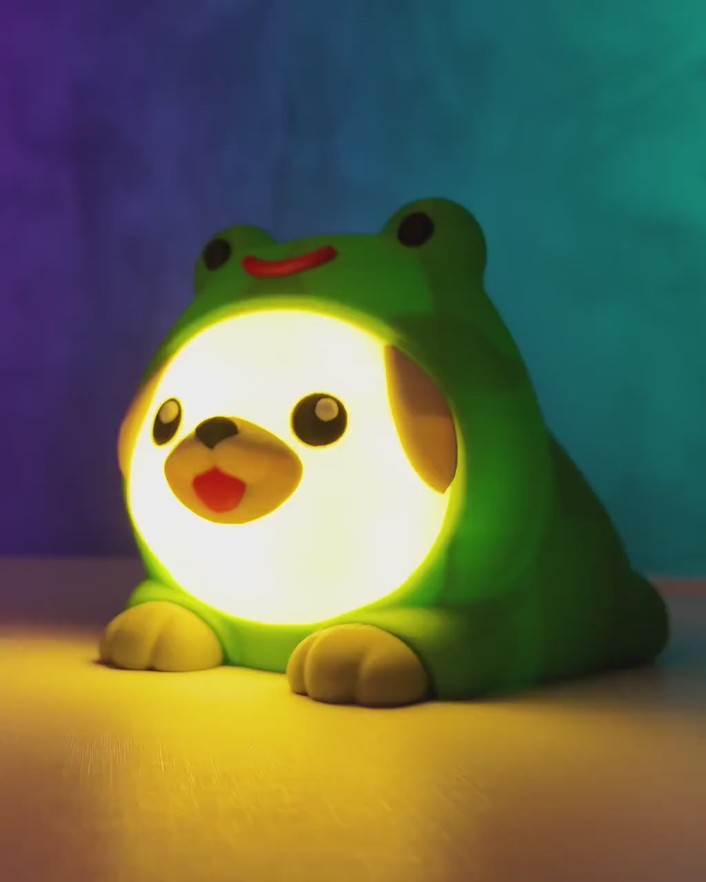 Frog Hoodie Puppy Night Light: Kawaii Gamer Room Decor