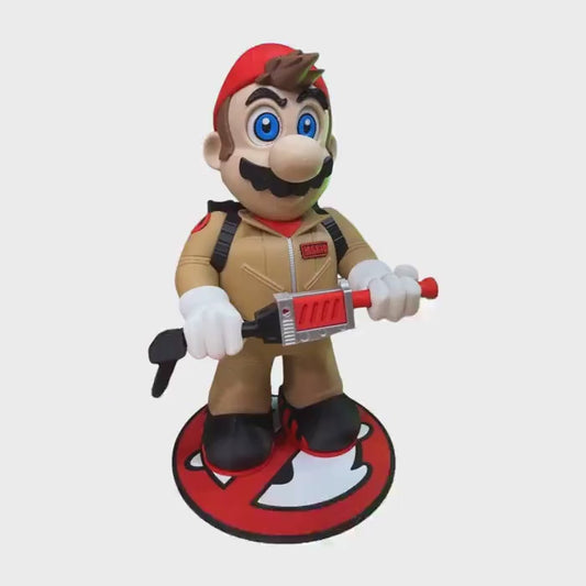 Ghostbuster Mario Figurine | Retro Gamer Crossover Statue