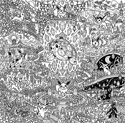 Terastal Gathering Simplified Chinese connected coloring mural preview