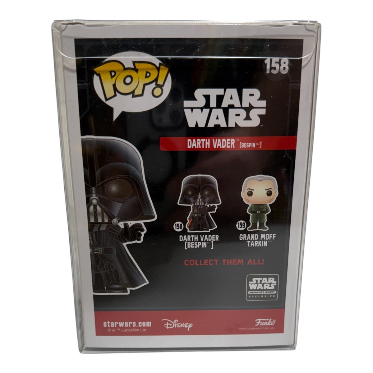 Back of the Darth Vader Bespin number 158 Funko Pop! Star Wars box