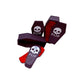 Wacky McLovin Prints coffin-shaped fingerboard display case with skull graphic and red interior. Holds fingerboards.
